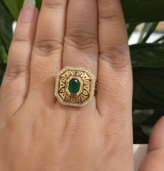 Saman moissanite polki ring