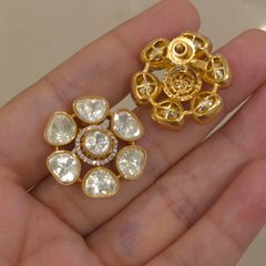 Palak moissanite polki studs
