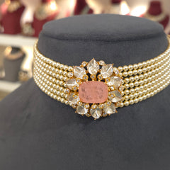 Mahreen moissanite polki choker set .