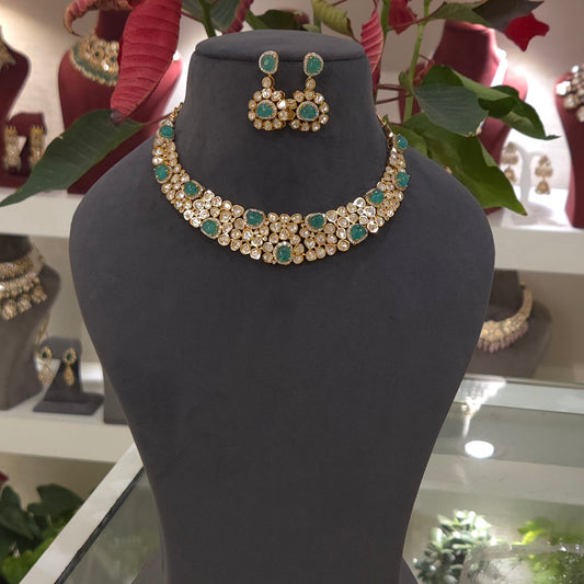 Sabina moissanite polki necklace set
