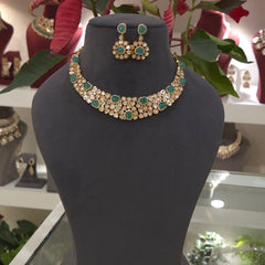 Sabina moissanite polki necklace set