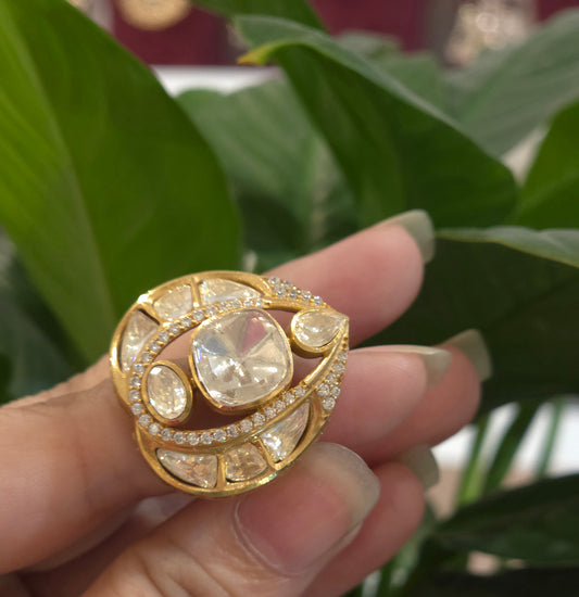 Shruti moissanite polki ring