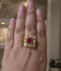 Palak Mossonite polki ring