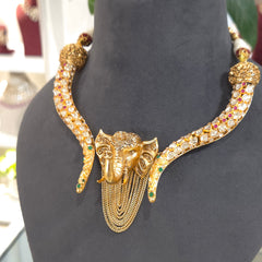 Gajanan moissanite polki hasli set
