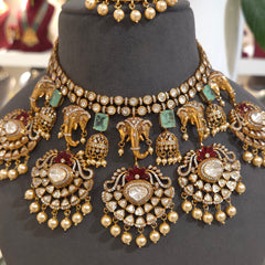 Shree gane moissanite polki set