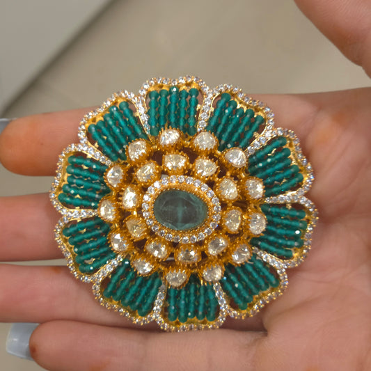 Khepar moissanite polki brooch