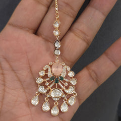 Sairah silver foil polki set
