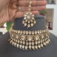 Shazia moissanite polki necklace set