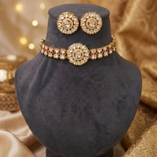 Leena moissanite polki choker set