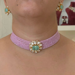 Mahreen moissanite polki choker set .