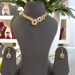 Rose polki necklace set