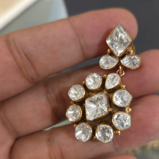 Anaad white moissanite polki studs