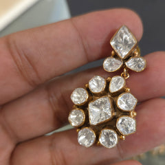 Anaad white moissanite polki studs