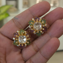 Dilshaan moissanite polki and doublets studs