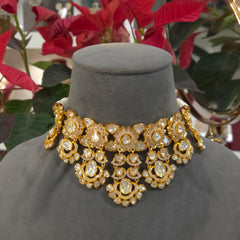 Shina noissanite polki necklace set