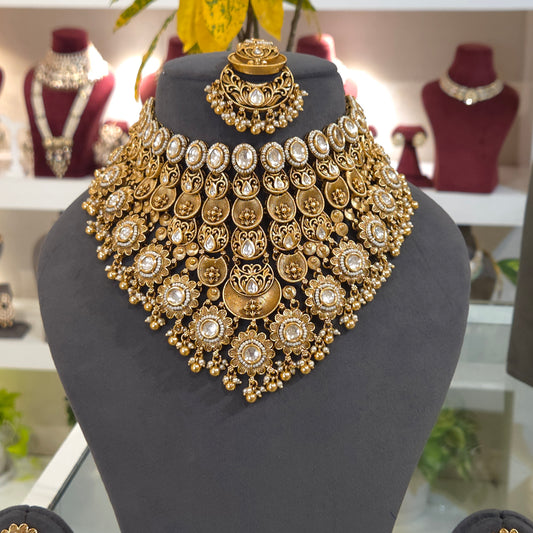 Niharika antique gold polished set
