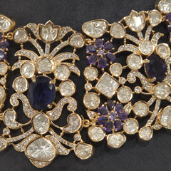 Sairah silver foil polki set