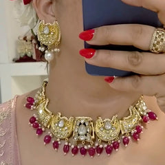 Nazneen fusion kundan polki necklace set