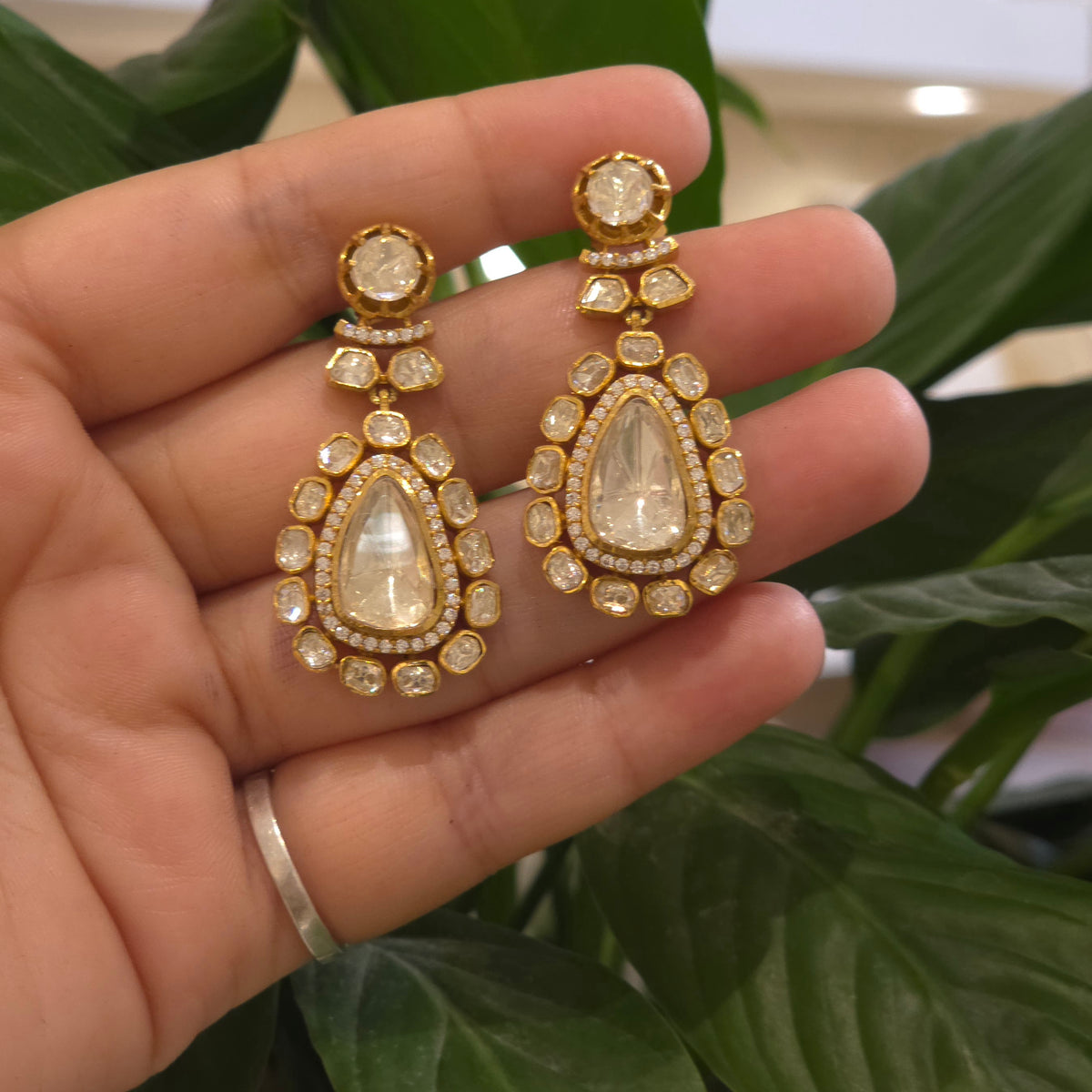 Radha Moissanite Polki danglers