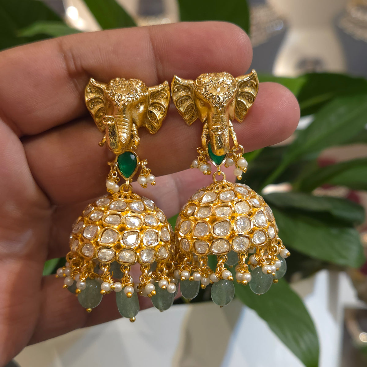 Karin Mossonite polki jhumka