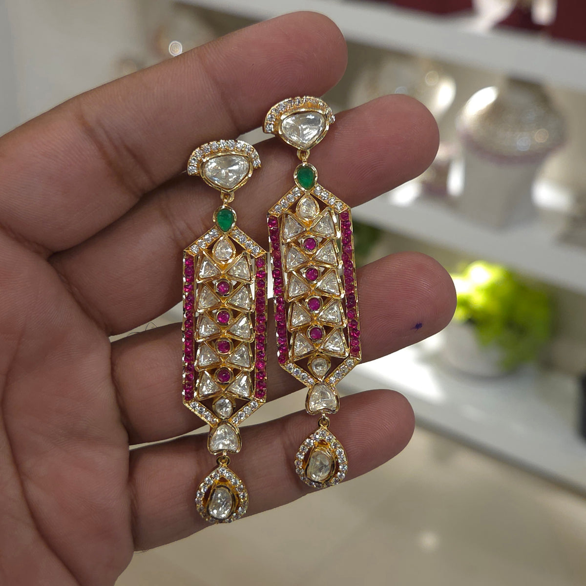 Naaz moissanite polki earrings