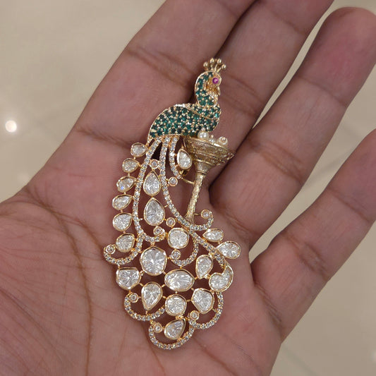 Neelkanth polki brooch