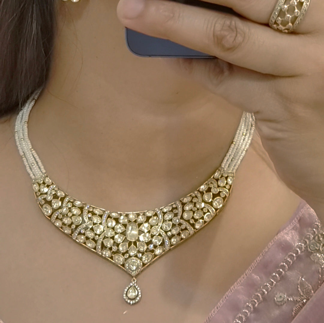 Bella moissanite polki neckline set