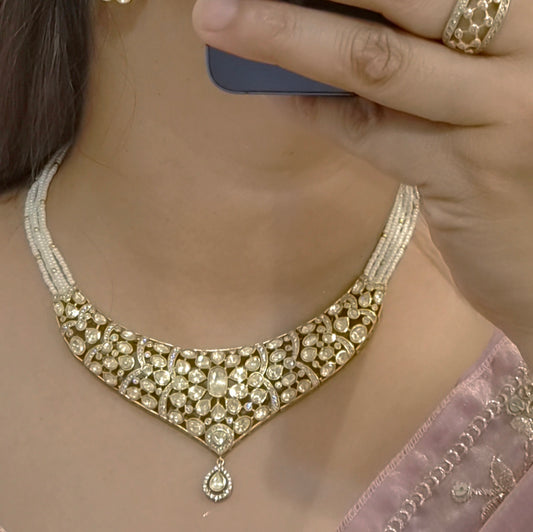 Bella moissanite polki neckline set
