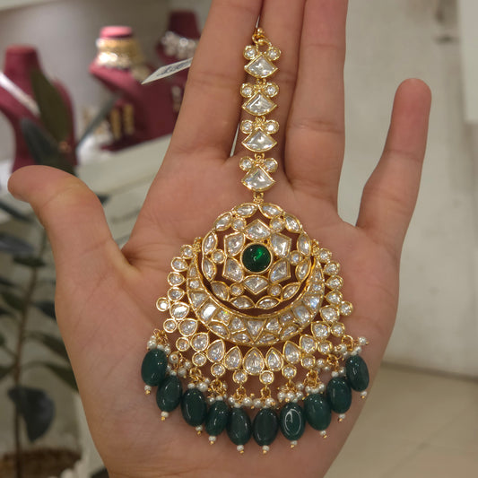Mehak Moissanite polki maangtikka