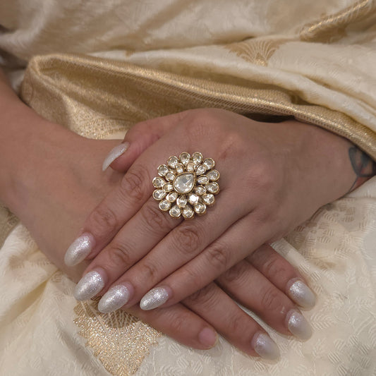 Megha moissanite polki ring