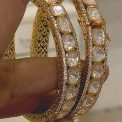 Rebecca hand set moissanite polki bangles