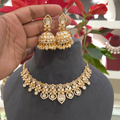 Megha moissanite polki necklace set