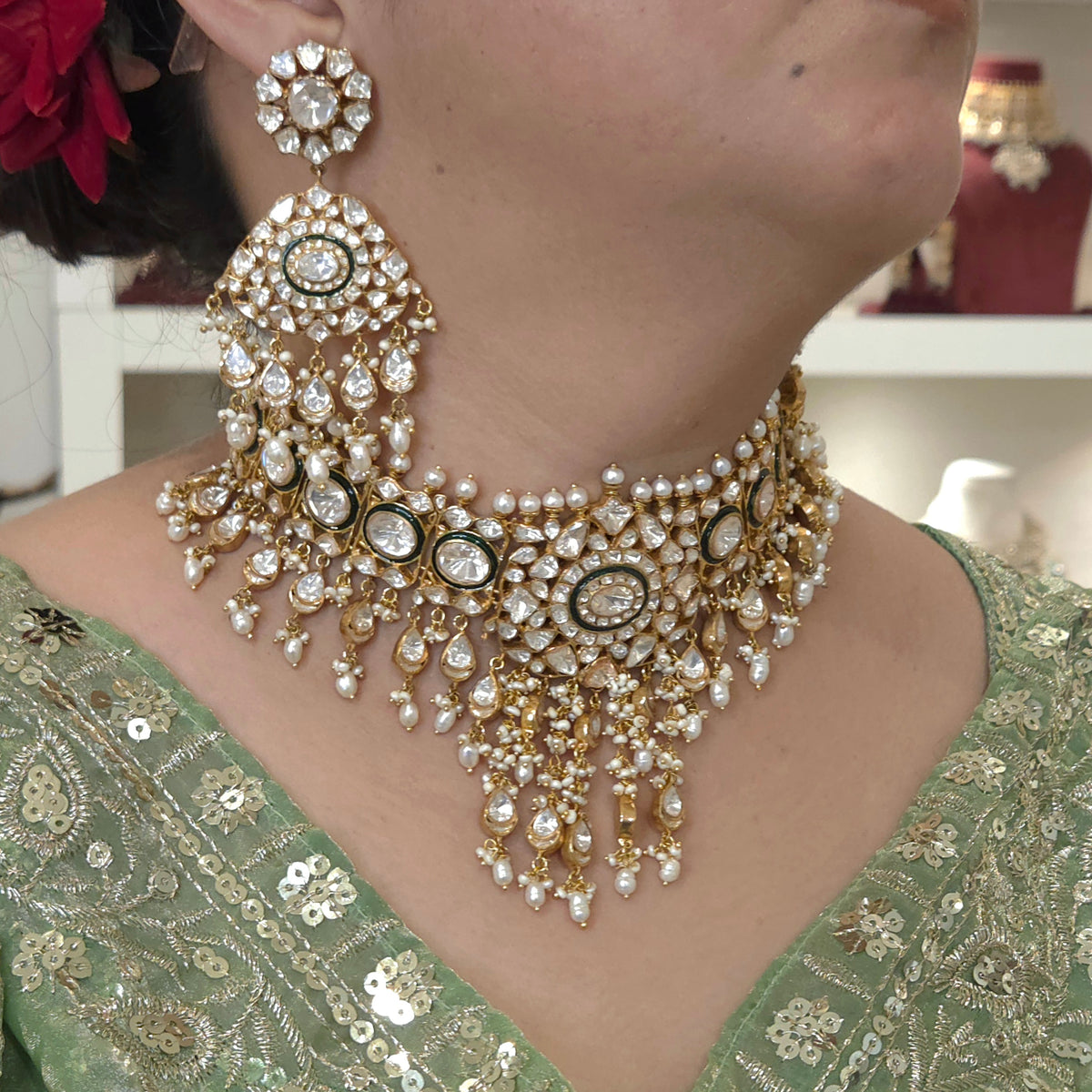 Padmini moissanite polki set