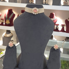 Mahreen moissanite polki choker set .
