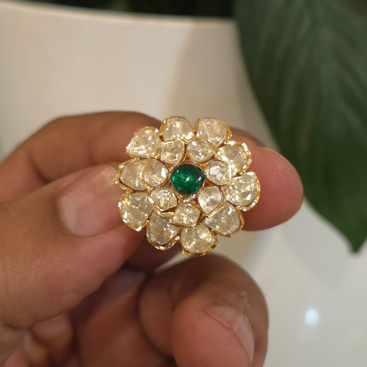 Smitha moissanite polki ring