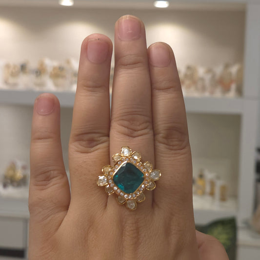 Hemanshi moissanite polki ring