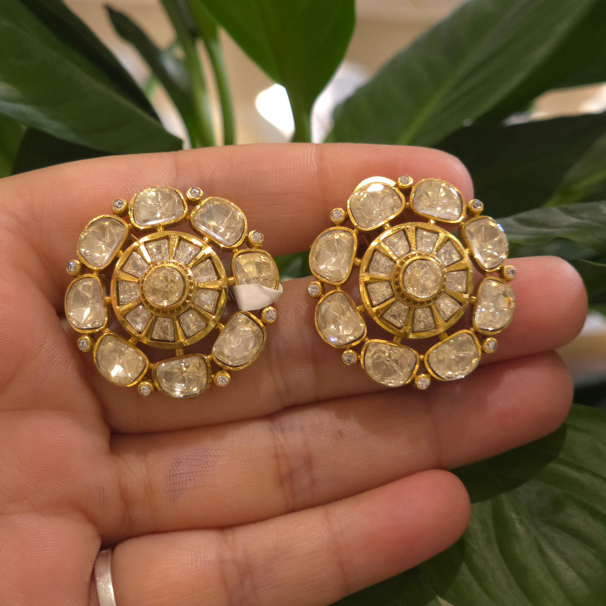 Raha moissanite polki studs