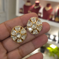 Reva screw back moissanite polki studs
