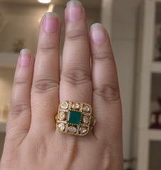 Palak Mossonite polki ring