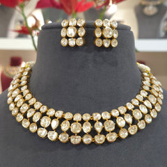 Aman Moissanite polki necklace set