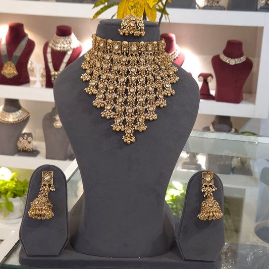 Mithali antique golden choker