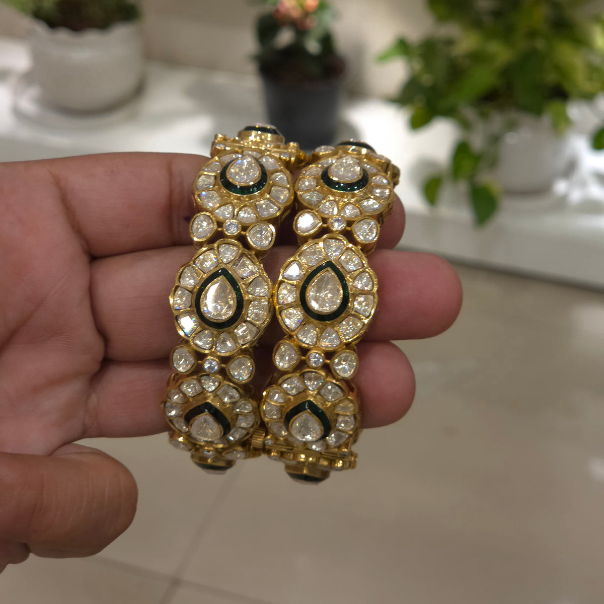 Anukriti moissanite polki bangles