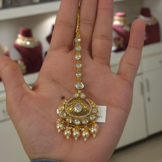 Reema Moissanite polki maangtikka