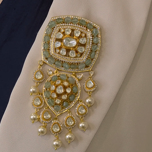 Nargis moissanite polki brooch