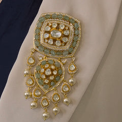 Nargis moissanite polki brooch