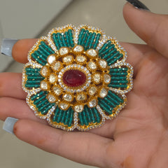 Khepar moissanite polki brooch