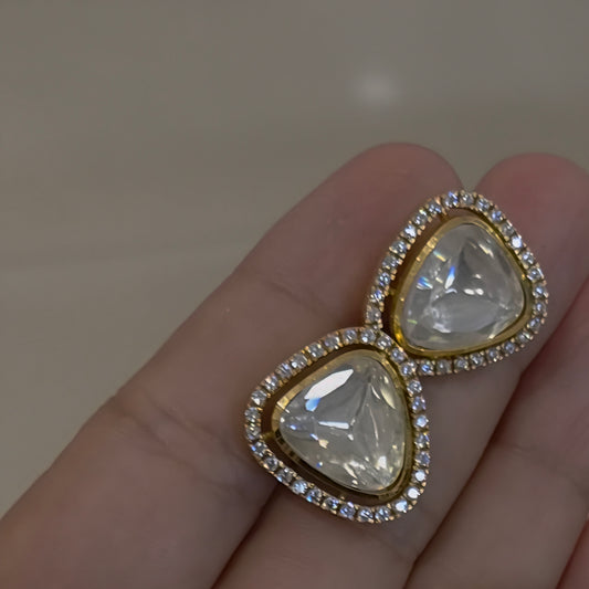 Daisy moissanite polki studs