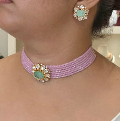 Mahreen moissanite polki choker set .