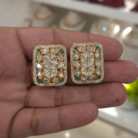 Mini moissanite polki studs