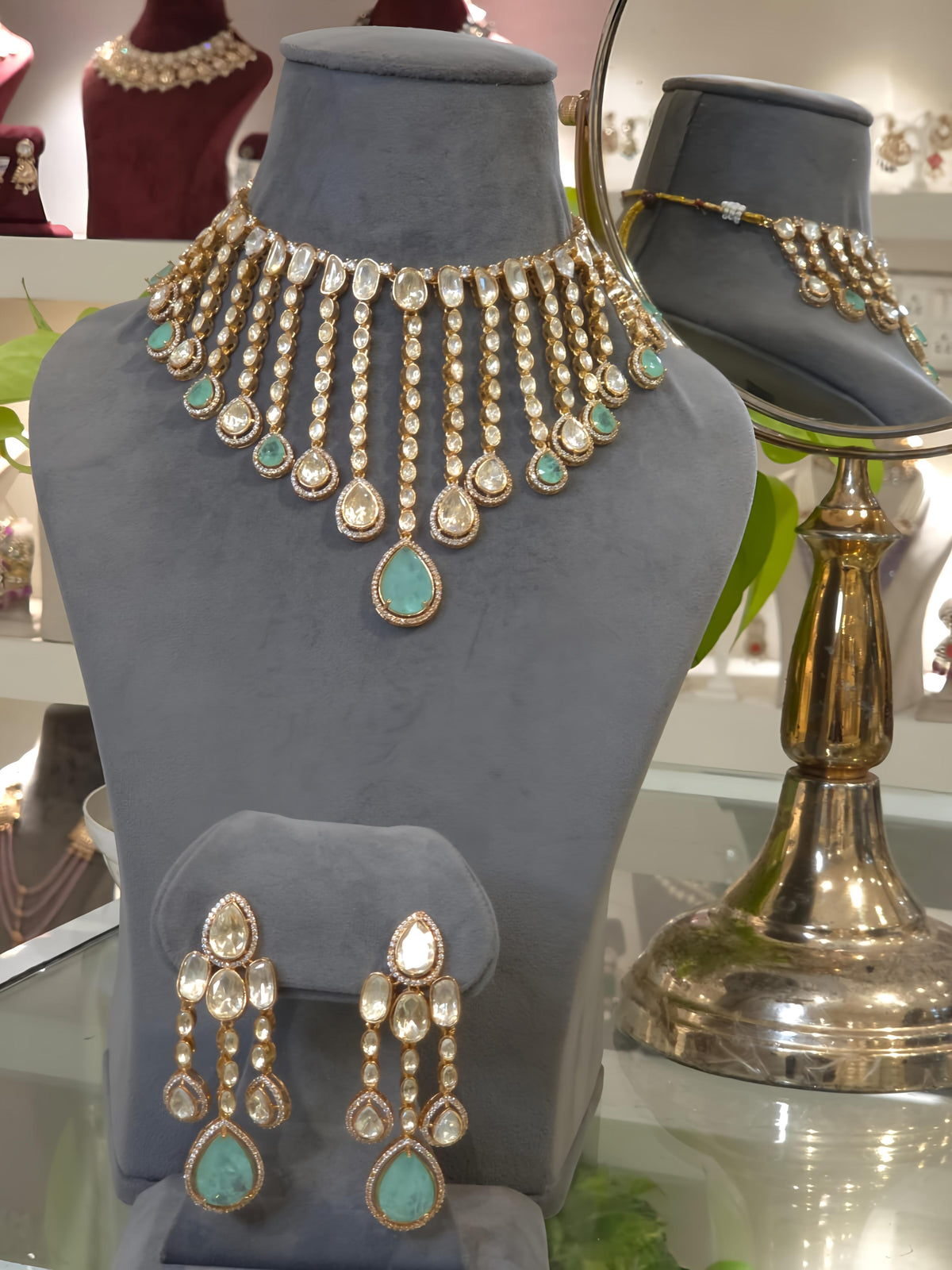 Agni moissanite polki necklace